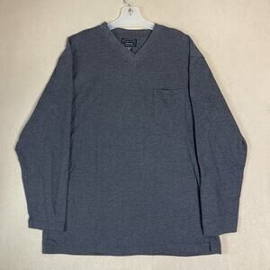Bugle Boy T Shirt Mens M Gray Long Sleeve Chest Pocket V Neck Regular Fit